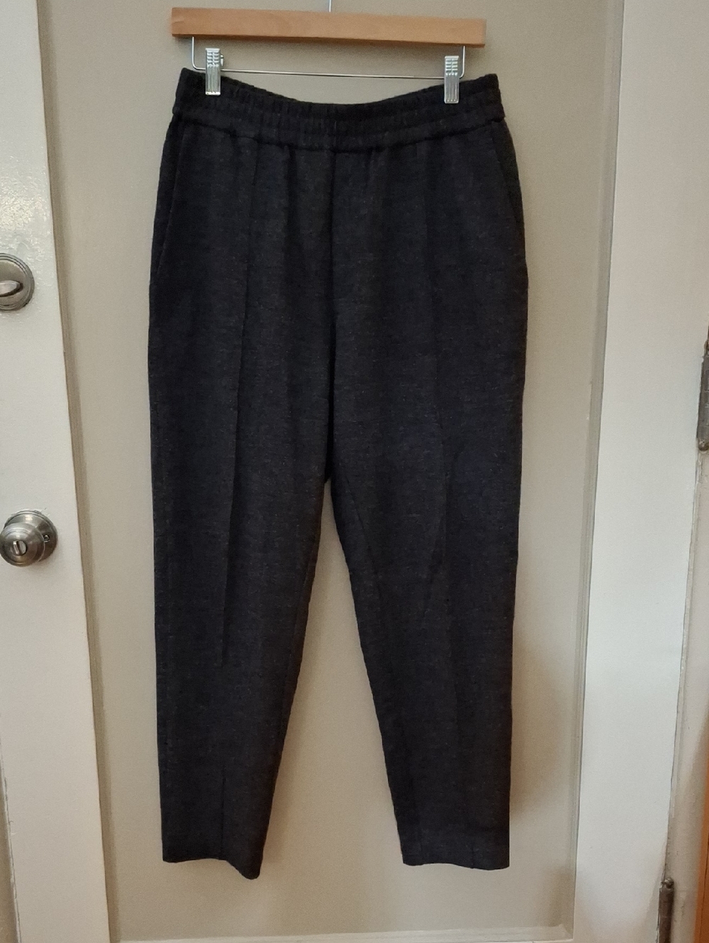 COS Dark Charcoal Elastic-Waist Wool Blend Jogger Pants_1
